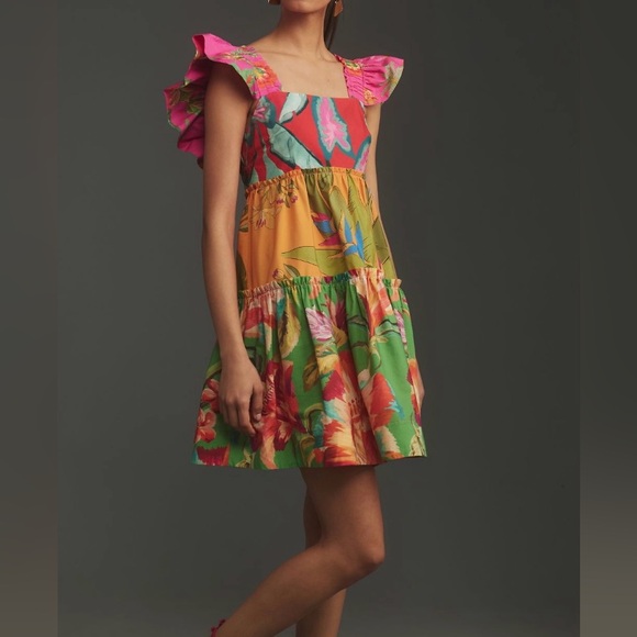 Farm Rio Foliage Mix Cotton Mini Dress, Size XS - Picture 16 of 16